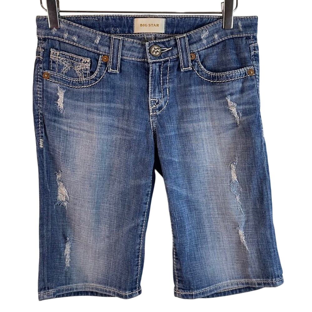Big Star Distressed Denim Bermuda Shorts Size 27